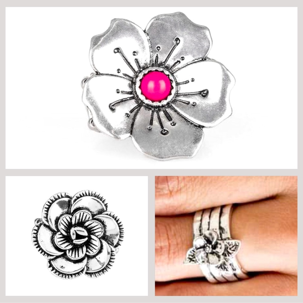 Floral boho rings - set of 3